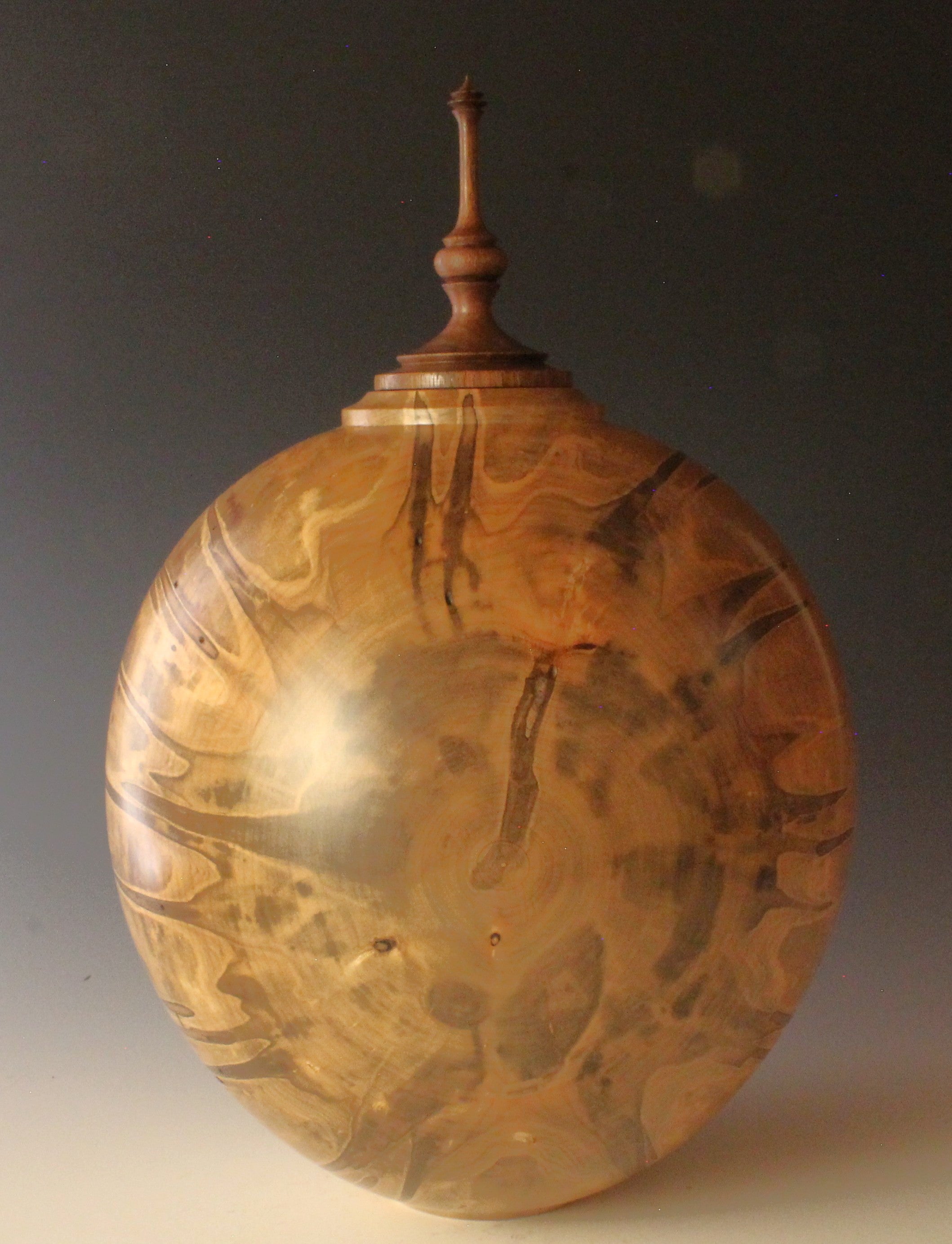 Ambrosia Maple Hollow Form with Walnut Finial HF-01